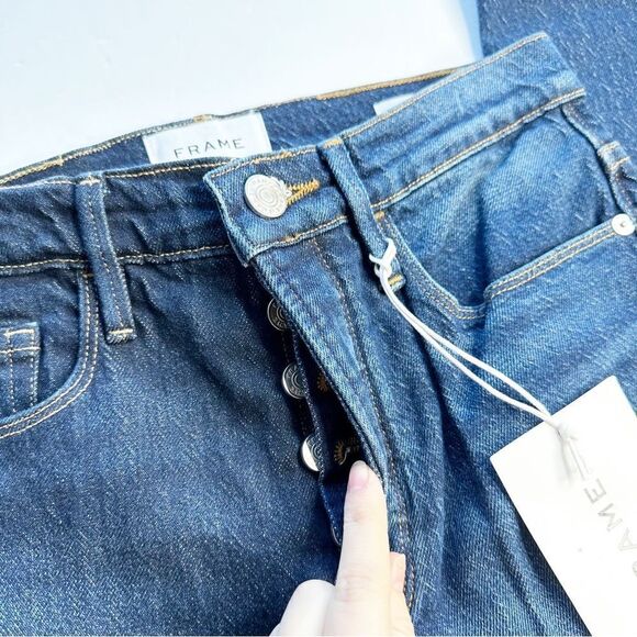 FRAME DENIM Le Sylvie Slender Straight Jeans High Rise Two Toned Wash Size 26 - Picture 3 of 8